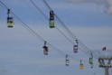 Koelner Seilbahn Gondel blieb haengen Koeln Linksrheinisch P543